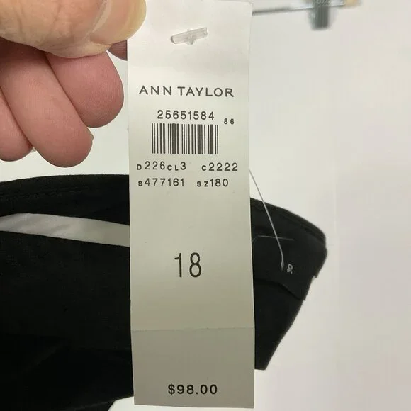 NWT Ann Taylor The Straight Black Pants, Mid-Rise, Straight Leg, Bi-Stretch, 18 - Picture 11 of 14